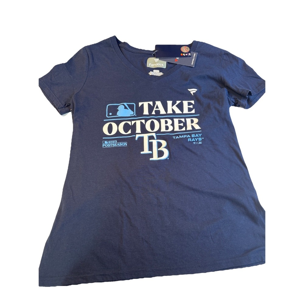 Fanatics Tampa Bay Rays Short‎ Sleeve V-Neck T-Shirt Women's SMALL